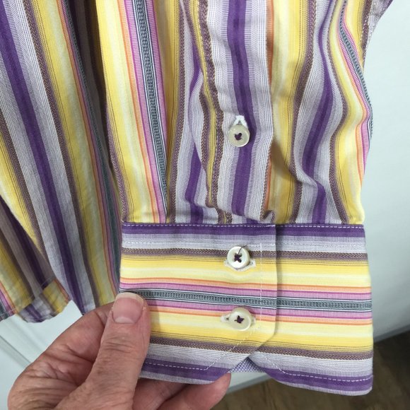 Tommy Hilfiger XL Button Down Shirt Yellow Striped - Picture 4 of 11